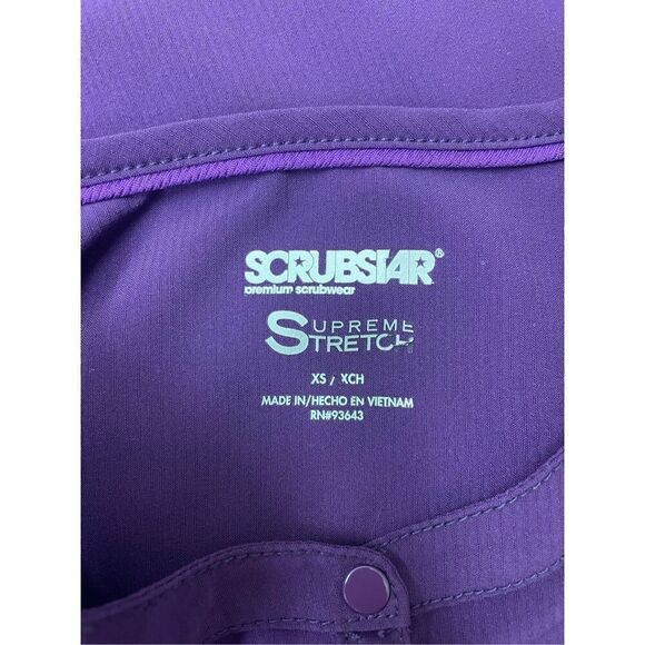 ScrubStar Supreme Stretch Eggplant Scrub Top Size X-Small - Picture 4 of 7